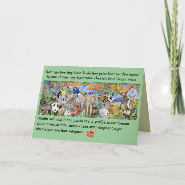 Happy Zoo Year Animals Greeting Card (Front)