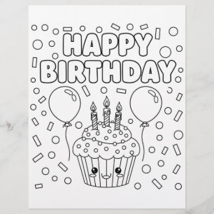 HappyBirthday Coloring Page Kids Party Activity