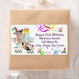 HappyBirthday Possum Cake Address Label