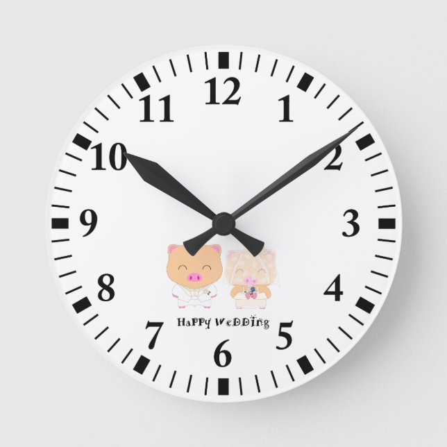 HappyWedding Round Clock (Front)