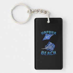 Hapuna Beach Hawaii Vacation Tribal Stingray Keychain
