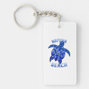 Hapuna Beach Hawaii Vacation Tribal Turtle Keychain