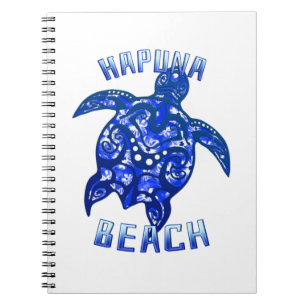 Hapuna Beach Hawaii Vacation Tribal Turtle Notebook