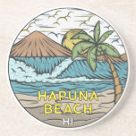 Hapuna Beach Hawaii Vintage Coaster<br><div class="desc">Hapuna Beach hand drawn illustration with mountains and ocean waves in the background. Perfect for anyone who loves to visit Hapuna Beach.</div>