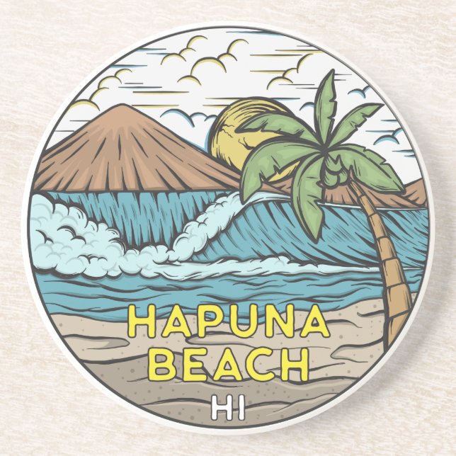 Hapuna Beach Hawaii Vintage Coaster (Front)