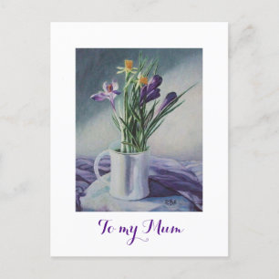 Hapy Mother's day purple crocus floral painting Postcard