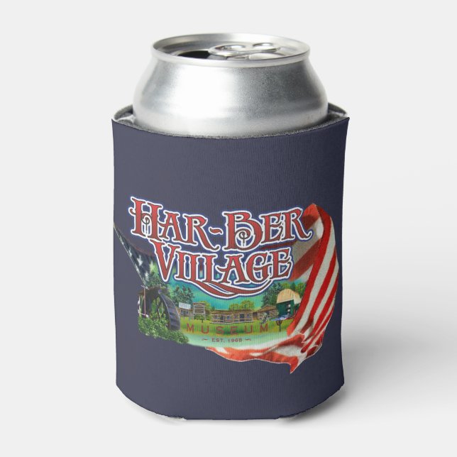 Har-Ber Village and flag Can Cooler (Can Front)