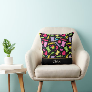 Harajuku Aesthetic Kawaii Candy Pattern Throw Pillow
