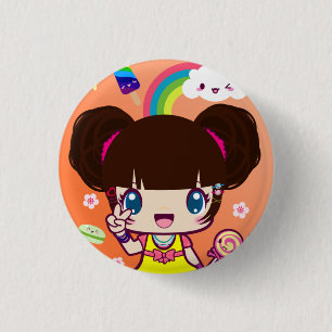Harajuku Girl Yuriko 1 Inch Round Button