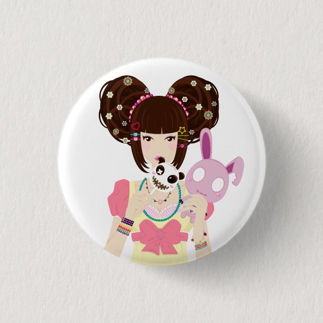 Harajuku Girl Yuriko 1 Inch Round Button (Front)