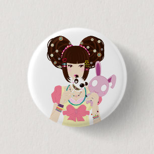 Harajuku Girl Yuriko 1 Inch Round Button