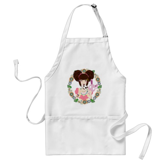 Harajuku Girl Yuriko - bordered Standard Apron (Front)