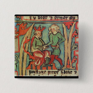 Harald I Fairhair greeting Guthrum 'Flateybok' 2 Inch Square Button