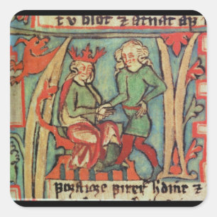 Harald I Fairhair greeting Guthrum 'Flateybok' Square Sticker