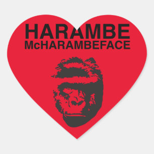 Harambe McHarambeface Heart Sticker