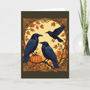 Harbingers Ravens Preparing For Halloween Holiday Card