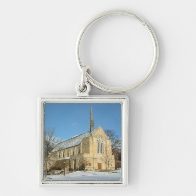 Harbison Chapel in Winter at Grove City College Keychain (Front)