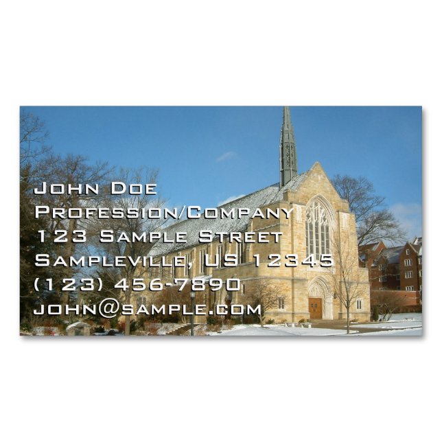 Harbison Chapel in Winter at Grove City College Magnetic Business Card (Front)