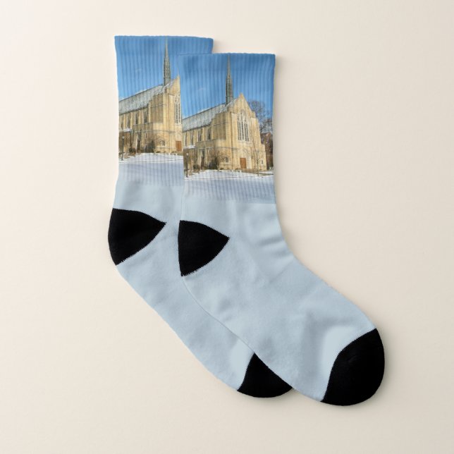Harbison Chapel in Winter at Grove City College Socks (Pair)