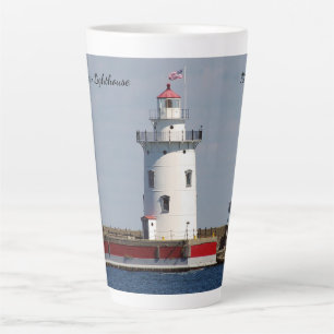 Harbor Beach Lighthouse latte mug