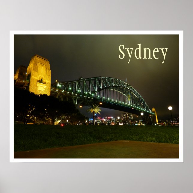 Harbor Bridge at Night, Sydney, Australia Poster (Front)