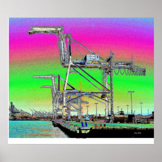 Harbor Cranes Poster