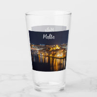 Harbor in Malta illuminated at night
