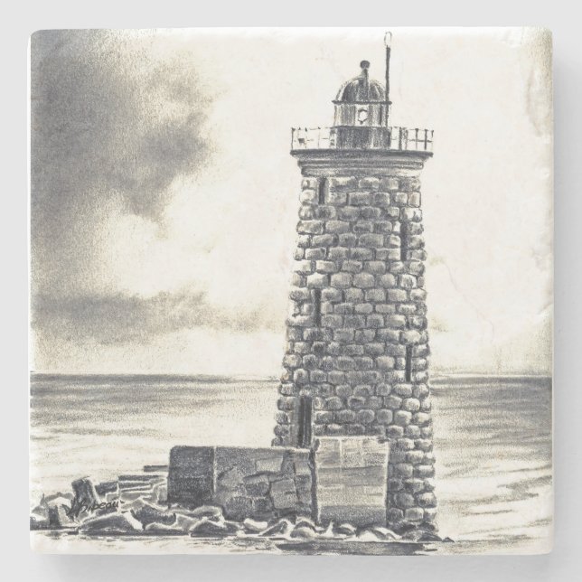 Harbor Lighthouse Stone Coaster (Front)