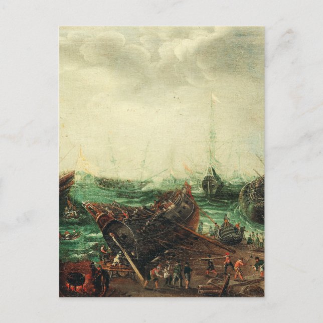 Harbor scene by Adam Willaerts  Postcard (Front)