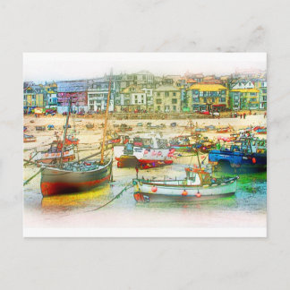 HARBOUR AS A PAINTING POSTCARD