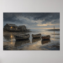 Harbour at Lamplight Coastal Painting