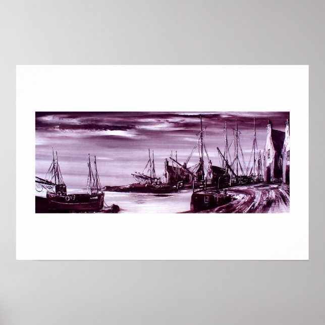 Harbour at night art poster (Front)