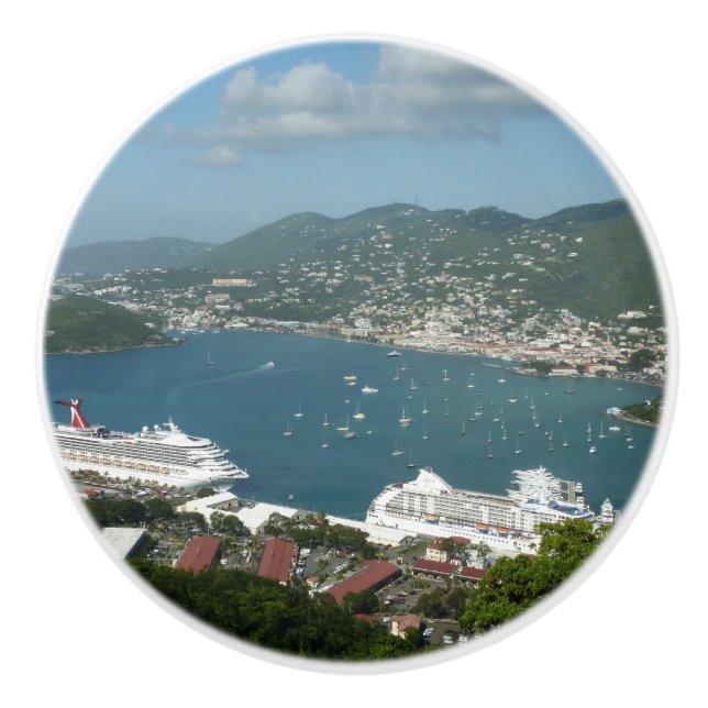Harbour at St. Thomas US Virgin Islands Ceramic Knob (Front)