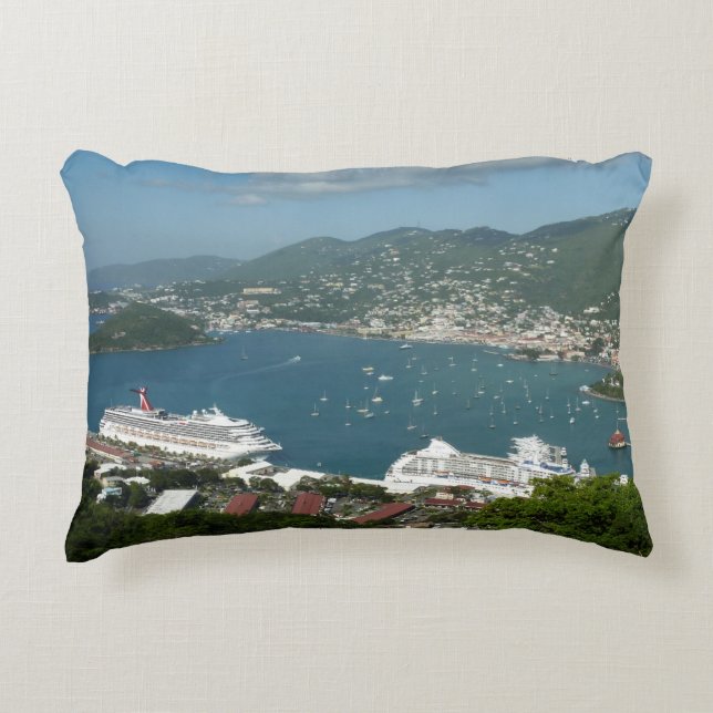 Harbour at St. Thomas US Virgin Islands Decorative Pillow (Front)