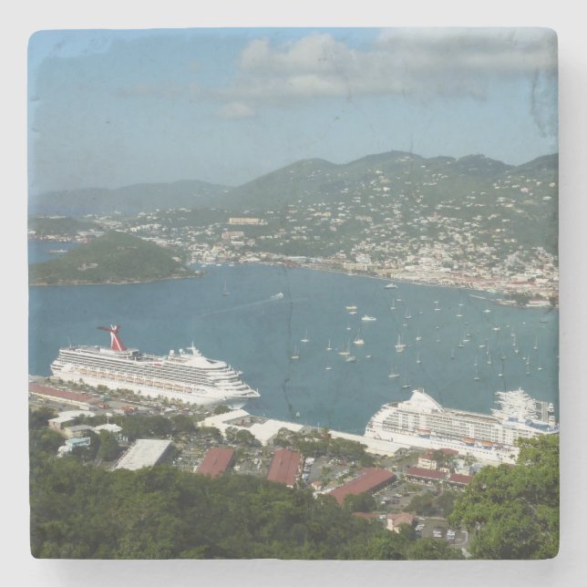 Harbour at St. Thomas US Virgin Islands Stone Coaster (Front)