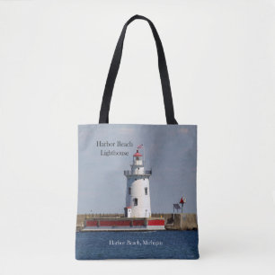 Harbour Beach Lighthouse all over tote bag
