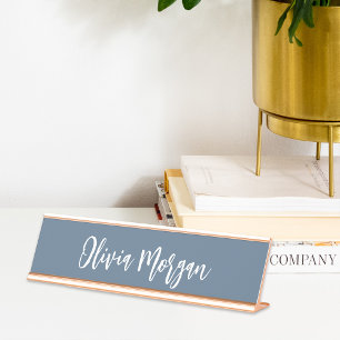 Harbour Blue Sketched Cursive Script Desk Name Plate