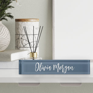 Harbour Blue Sketched Cursive Script Name Nameplate