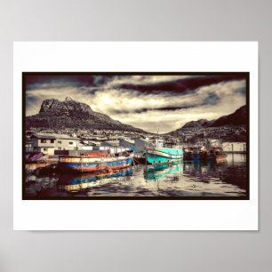 Harbour Boats Reflection Water Hout Bay Poster