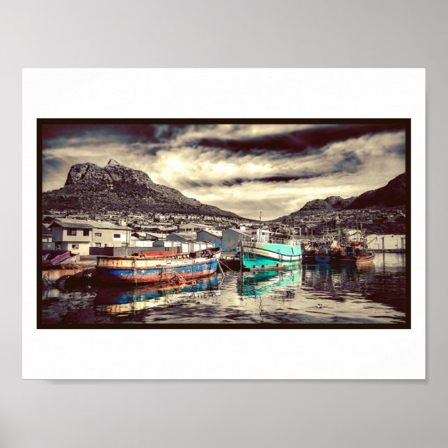 Harbour Boats Reflection Water Hout Bay Poster (Front)