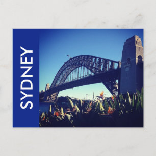 harbour bridge blue postcard