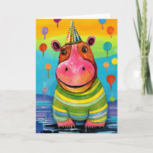 Harbour Fest Hippo: Cute Kids Birthday Card