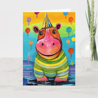 Harbour Fest Hippo: Cute Kids Birthday Card
