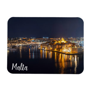Harbour in Malta illuminated at night Magnet