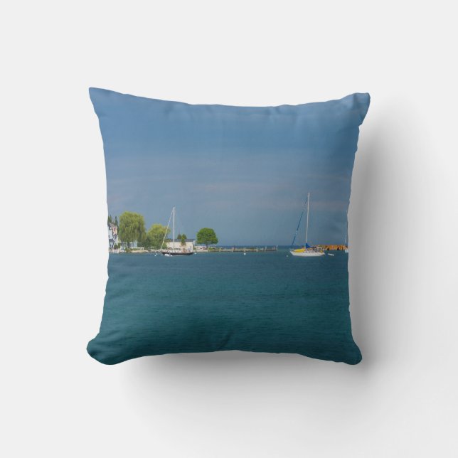 Harbour Mackinac Island Throw Pillow (Front)