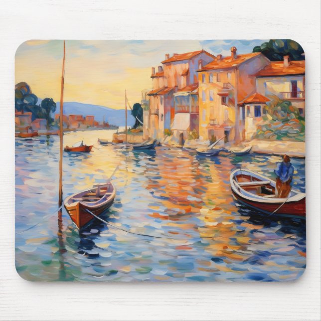 Harbour Neo-Impressionism Mouse Pad (Front)