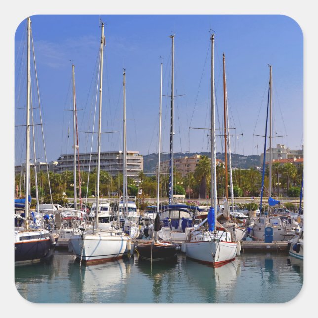 Harbour of Cannes in France Square Sticker (Front)