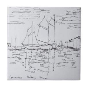 Harbour of Concarneau   Southern Brittany, France Tile