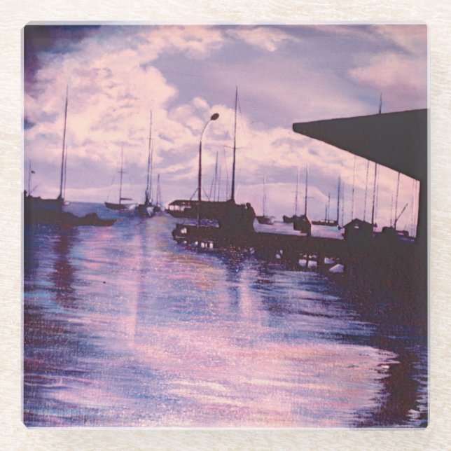 Harbour of Fort de France, Martinique Glass Coaster (Front)