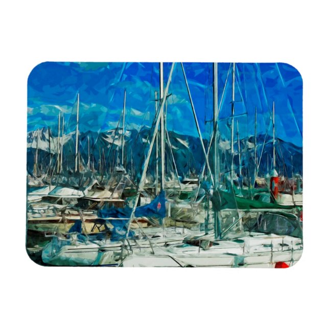 Harbour of Seward Alaska Abstract Impressionism Magnet (Horizontal)